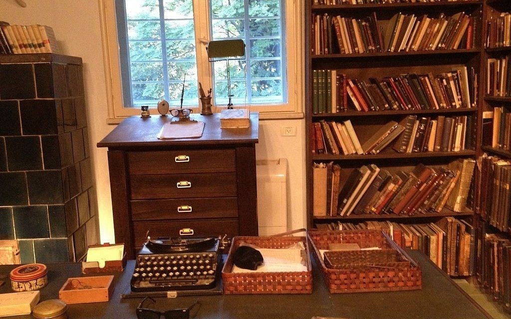 Agnon's home library (photo credit: Jessica Steinberg/Times of Israel)