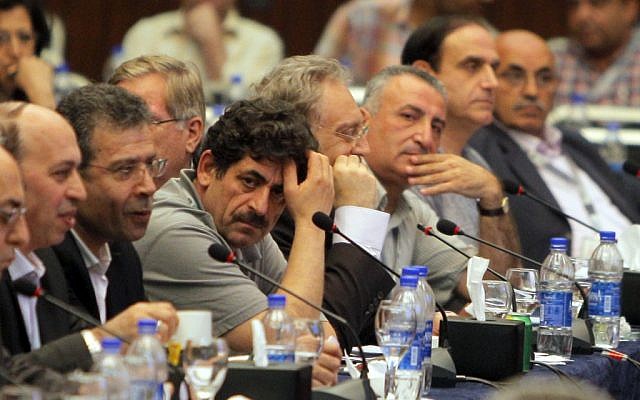 Members of the Syrian opposition meet in Cairo, July 3 (photo credit: AP Photo/Amr Nabil)