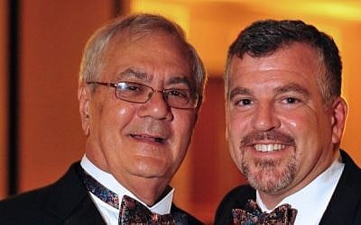 US Rep. Barney Frank, D-Mass., left, and Jim Ready posing at their wedding reception Saturday July 7, 2012. Frank married his longtime partner in a ceremony officiated by Massachusetts Gov. Deval Patrick in Newton, Mass. Saturday. (photo credit: AP Photo/Fotique, Jaime E. Connolly) US Rep. Barney Frank, D-Mass., left, and Jim Ready posing at their wedding reception Saturday July 7, 2012. Frank married his longtime partner in a ceremony officiated by Massachusetts Gov. Deval Patrick in Newton, Mass. Saturday. (photo credit: AP Photo/Fotique, Jaime E. Connolly)