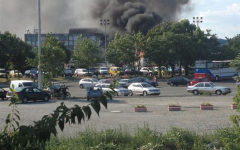 Smoke rising from the Sarafovo Airport in Burgas, Bulgaria, after a terror attack on an Israeli tour bus, July 18, 2012. (photo credit: JTA/Burgasinfo)