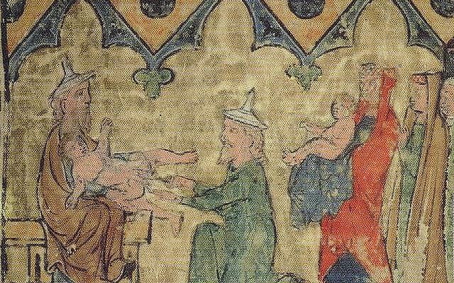 Isaac's circumcision, from Regensburg Pentateuch -- Germany, c. 1300. (photo credit: Rachel-Esther, via Flickr, CC BY-SA),