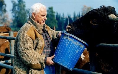 Ariel Sharon working on his Sycamore Farm in the Negev (Photo credit: Moshe Shai/FLASH90)