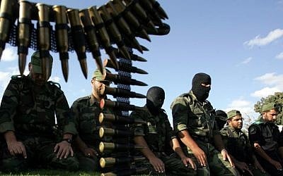 Hamas militants pray in Rafah, October 2011 (photo credit: Abed Rahim Khatib/Flash 90)
