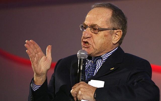 Alan Dershowitz hosts ILTV's 'One on One' program (photo credit: Gidon Markowicz/Flash90)