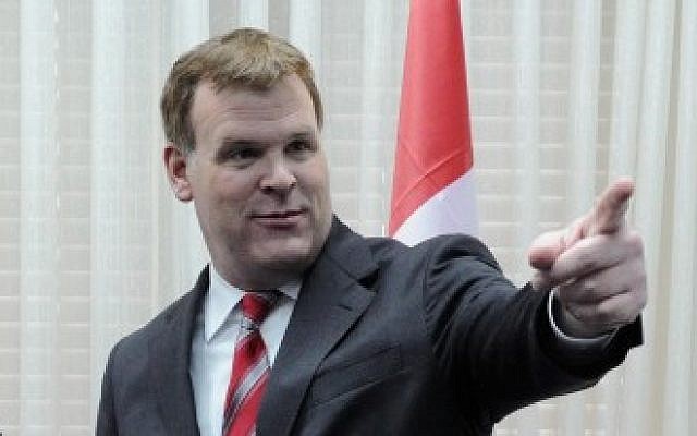 Canadian Foreign Minister John Baird, seen here during a visit to Israel in February 2012 (photo credit: Ariel Hermoni/Ministry of Defence/Flash90) Canadian Foreign Minister John Baird, seen here during a visit to Israel in February 2012 (photo credit: Ariel Hermoni/Ministry of Defence/Flash90)