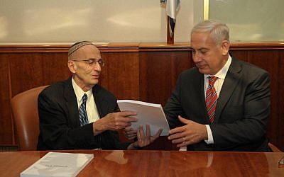 Edmond Levy (left) giving his committee's report to Benjamin Netanyahu last month. (photo credit: Flash90) Edmond Levy (left) giving his committee's report to Benjamin Netanyahu last month. (photo credit: Flash90)