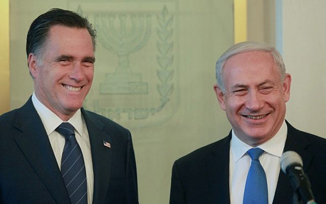 Benjamin Netanyahu meets with US Republican presidential candidate Mitt Romney in Netanyahu's office in Jerusalem, July 29, 2012 (photo credit: Marc Israel Sellem/GPO/Flash90) Benjamin Netanyahu meets with US Republican presidential candidate Mitt Romney in Netanyahu's office in Jerusalem, July 29, 2012 (photo credit: Marc Israel Sellem/GPO/Flash90)