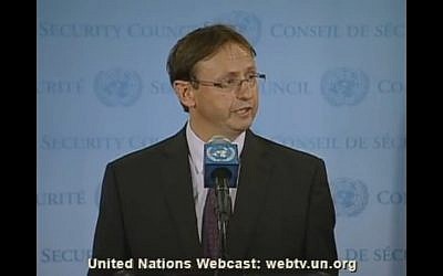 Haim Waxman (photo credit: screen capture from UN webcast)