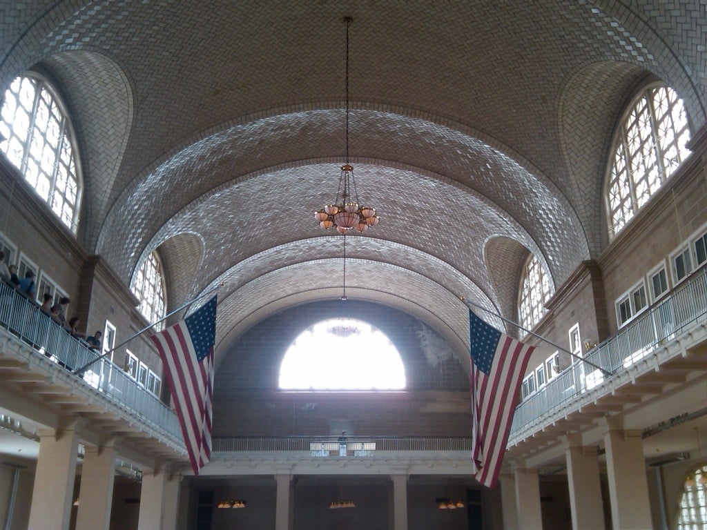 Ellis Island's Registry Room. (photo credit: Ilan Ben Zion/Times of Israel staff)