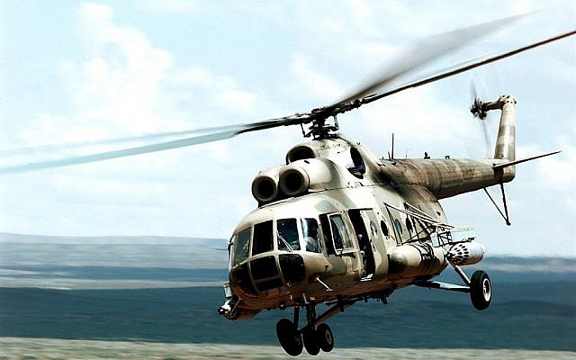 An Mi-8 helicopter. (photo credit: US Navy, Wikimedia Commons, illustrative) An Mi-8 helicopter. (photo credit: US Navy, Wikimedia Commons, illustrative)