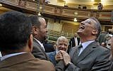 Egyptian lawmakers meet briefly in parliament Tuesday (photo credit: AP photo)