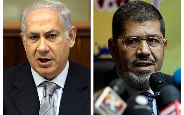 Prime Minister Benjamin Netanyahu and Egyptian President Mohammed Morsi (photo credit: AP/Gali Tibbon, Nasser Nasser) Prime Minister Benjamin Netanyahu and Egyptian President Mohammed Morsi (photo credit: AP/Gali Tibbon, Nasser Nasser)