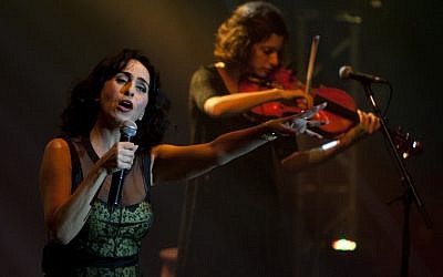 Rita, an Israeli singer of Iranian descent, performs in Ashdod in June 2012 (photo credit: AP Photo/Ariel Schalit)