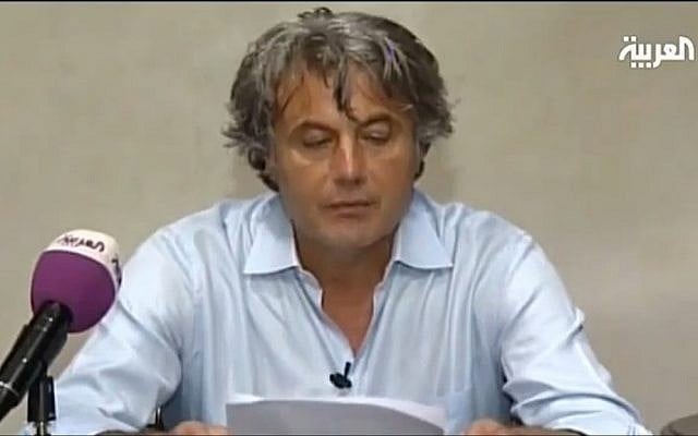Manaf Tlas in the al-Arabiya video. (screenshot Al-Arabiya, via YouTube)