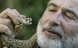 A man handles a snake in Modi'in. (photo credt: Anat Zakai/Flash90)