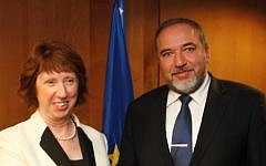 EU foreign policy chief Catherine Ashton and Foreign Minister Avigdor Liberman (photo credit: Gaby Farkas)