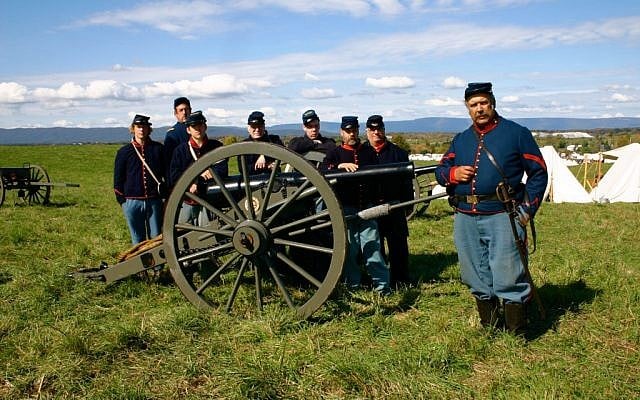Jeffrey Cohen, right, with fellow members of the 6th New York Independent Battery Civil War reenactors. (photo credit: Robert Fagan) Jeffrey Cohen, right, with fellow members of the 6th New York Independent Battery Civil War reenactors. (photo credit: Robert Fagan)