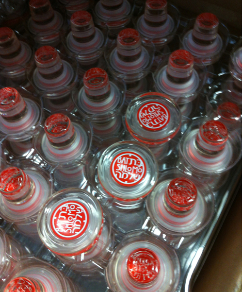 Bat Shlomo's reusable glass corks on a bottling day (Courtesy Ari Erle)