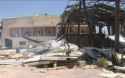 Image capture of a YouTube video showing a Syrian TV station after it was bombed in June. The al-Nusra Front has claimed responsibility for the act.