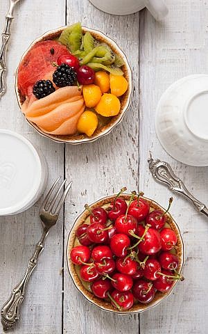 Phyllis' soy- and dairy-free fruit tart with pistachio cream, a great summer treat (photo credit: Antony Michaello/Courtesy "No Gluten No Sugar", by Phyllis Glazer, soon to be published by Korim Publishers)