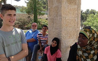 Participants of JITLI at Jerusalem's Armon Hanatziv promenade, overlooking the Old City (photo credit: Elhanan Miller/Times of Israel)