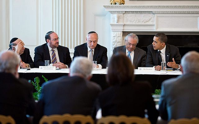 President Barack Obama, far right, meeting with Jewish leaders in 2011. (photo credit: Official White House Photo/Pete Souza) President Barack Obama, far right, meeting with Jewish leaders in 2011. (photo credit: Official White House Photo/Pete Souza)