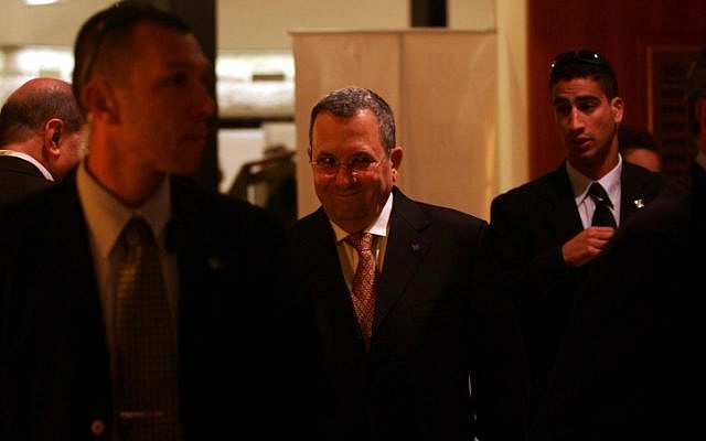 Ehud Barak -- defense minister and former prime minister -- surrounded by security guards (photo credit: Kobi Gideon/Flash90) Ehud Barak -- defense minister and former prime minister -- surrounded by security guards (photo credit: Kobi Gideon/Flash90)