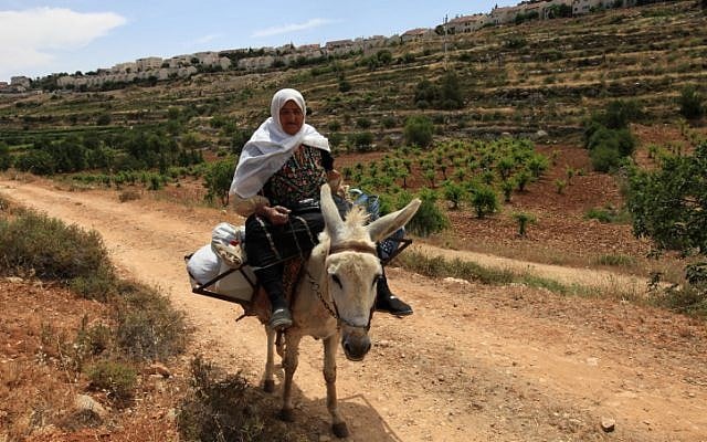 Illustrative photo of a woman riding a donkey. (photo credit: Nati Shohat/Flash90)