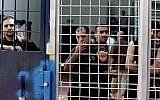 Illustrative photo of security prisoners in an Israeli prison (photo credit: Moshe Shai/Flash90)