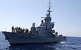 An Israeli navy missile ship (photo credit: Abir Sultan/Flash90)