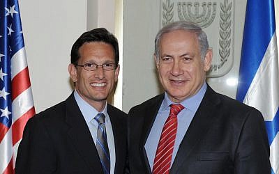 Eric Cantor, left, with Benjamin Netanyahu during the same trip. (photo credit: Moshe Milner/GPO/Flash90)