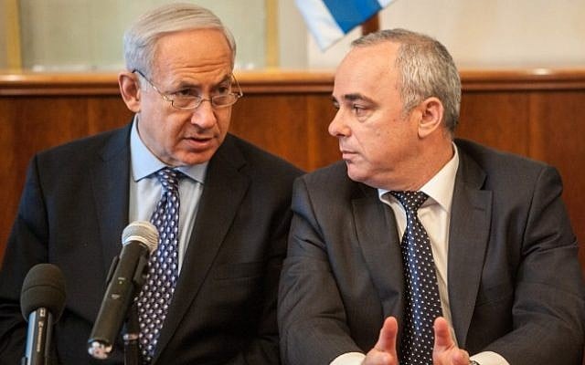 Benjamin Netanyahu (left) and Yuval Steinitz (photo credit: Uri Lenz/Flash90)