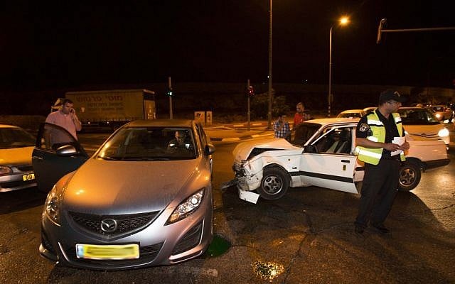 The car of Knesset member Zevulun Orlev after he was involved in a car crash in Jerusalem on Sunday (photo credit: Yonatan Sindel/Flash90) The car of Knesset member Zevulun Orlev after he was involved in a car crash in Jerusalem on Sunday (photo credit: Yonatan Sindel/Flash90)