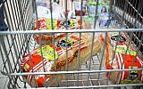 White bread in a shopping cart. hope they took out a loan for all that. (photo credit: Noam Moskowitz/Flash90)
