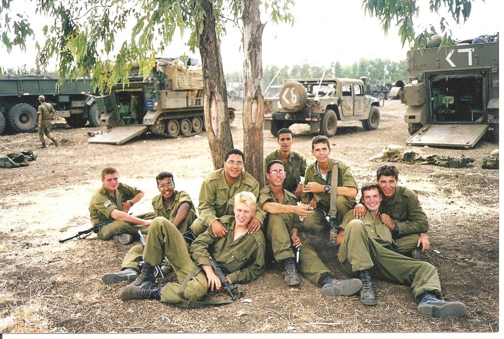 Guy Hever (fifth from right, with glasses) and friends several weeks before his disappearance in 1997. (Courtesy of Rina Hever) Guy Hever (fifth from right, with glasses) and friends several weeks before his disappearance (photo credit: Courtesy of Rina Hever)