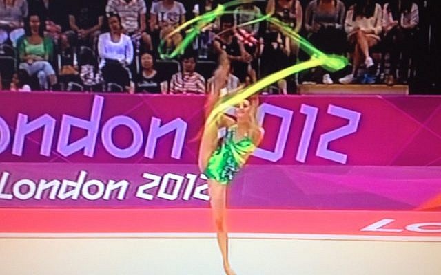 Neta Rivkin performing Friday at the London Games (photo credit: screen capture, Channel 1)