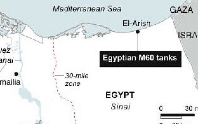 A map of Sinai (photo credit: AP) A map of Sinai (photo credit: AP)