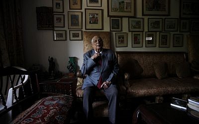 Lt. Gen. Jack Jacob, shown sitting in his New Delhi home, likely saved hundreds of thousands of lives while serving as chief of staff of the Indian Eastern command during the 1971 Bangladesh war. (Ashish Sharma/Open/JTA)