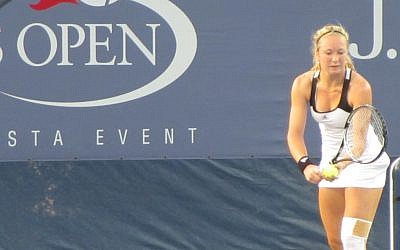 Ranked 160th in the world, Julia Glushko made her Grand Slam debut Monday at the US Open, receiving encouragement from fans in Hebrew. (Photo credit: Howard Blas)