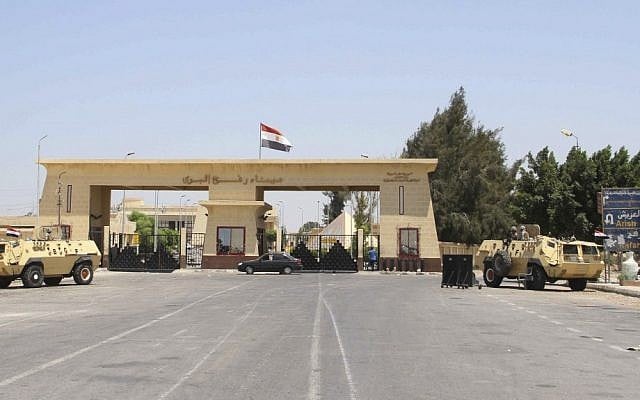 In this Monday Aug. 6, 2012 file photograph, the Rafah border terminal between Egypt and Gaza, and the only gateway for Gaza's people, is closed and guarded by Egyptian border guards in Rafah, Egypt. (photo credit:AP/Ahmed Gomaa) In this Monday Aug. 6, 2012 file photograph, the Rafah border terminal between Egypt and Gaza, and the only gateway for Gaza's people, is closed and guarded by Egyptian border guards in Rafah, Egypt. (photo credit:AP/Ahmed Gomaa)