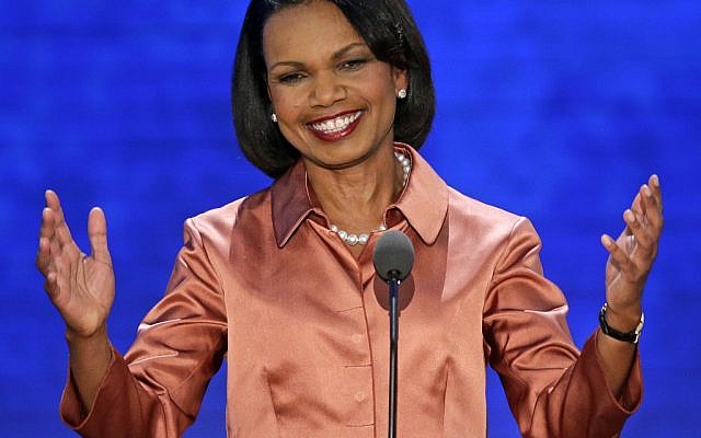 Former secretary of state Condoleezza Rice addresses the Republican National Convention in Tampa, Florida, on Wednesday, Aug. 29, 2012. (photo credit: J. Scott Applewhite/AP)
