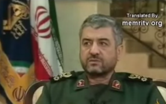 Iran's Revolutionary Guards Commander Mohammad Al Jafari (photo credit: screen capture, YouTube)