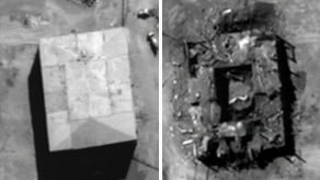 Before and after pictures of the nuclear reactor struck during Operation Orchard in Syria (photo credit: US Government)