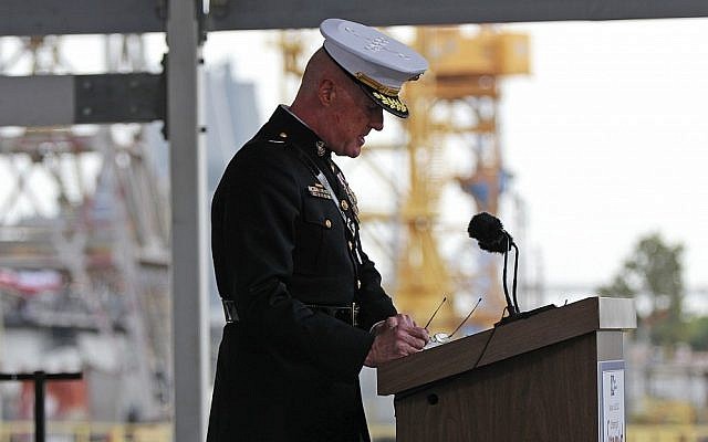 Lt. Gen. Richard Mills, speaking at a ceremony in Louisiana in July, acknowledges that cyberattacks against opponents in Afghanistan have been launched -- an unusually explicit acknowledgment of the oft-hidden world of electronic warfare. (photo credit: Gerald Herbert/AP)