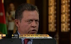 King Abdullah II of Jordan talking with Charlie Rose on CBS. (photo credit: Image capture from CBS)