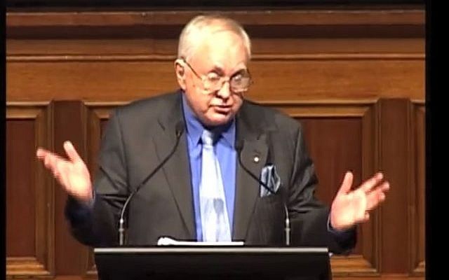 John Michael Howson speaking at a debate at the Melbourne town hall in 2010 (photo credit: Youtube screen capture)
