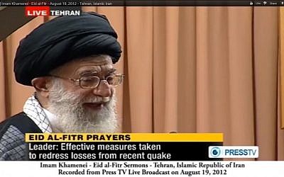 Iranian Supreme Leader Ayatollah Ali Khamenei (photo credit: Image capture from PressTV video uploaded to YouTube)