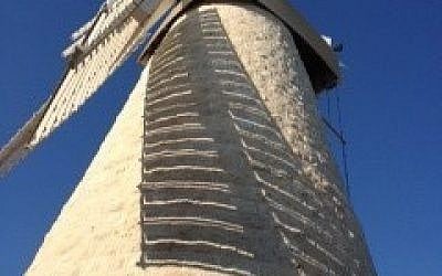 The restored windmill (photo credit: Jessica Steinberg/Times of Israel)