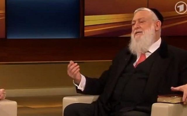 Rabbi Yitshak Ehrenberg on the Anne Will show in July. (screenshot, via YouTube) Rabbi Yitshak Ehrenberg on the Anne Will show in July. (screenshot, via YouTube)