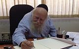 Rabbi Adin Even-Israel (Steinsaltz) in his Jerusalem office (Raphael Ahren/Times of Israel)